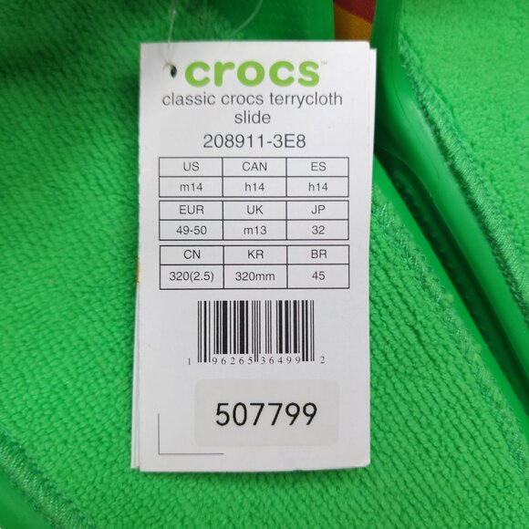 Classic Crocs Terrycloth Slides Men 14 Rainbow Wave Strap Mushroom Charm Clog - Picture 3 of 9